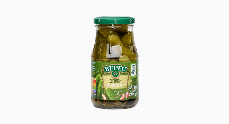 Огірки мариновані, с/б 300 г, ТМ "Верес"