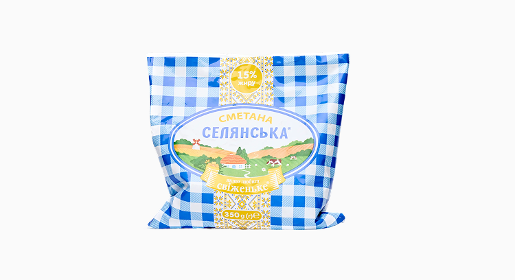 Сметана "Селянська" 15%, 350 г